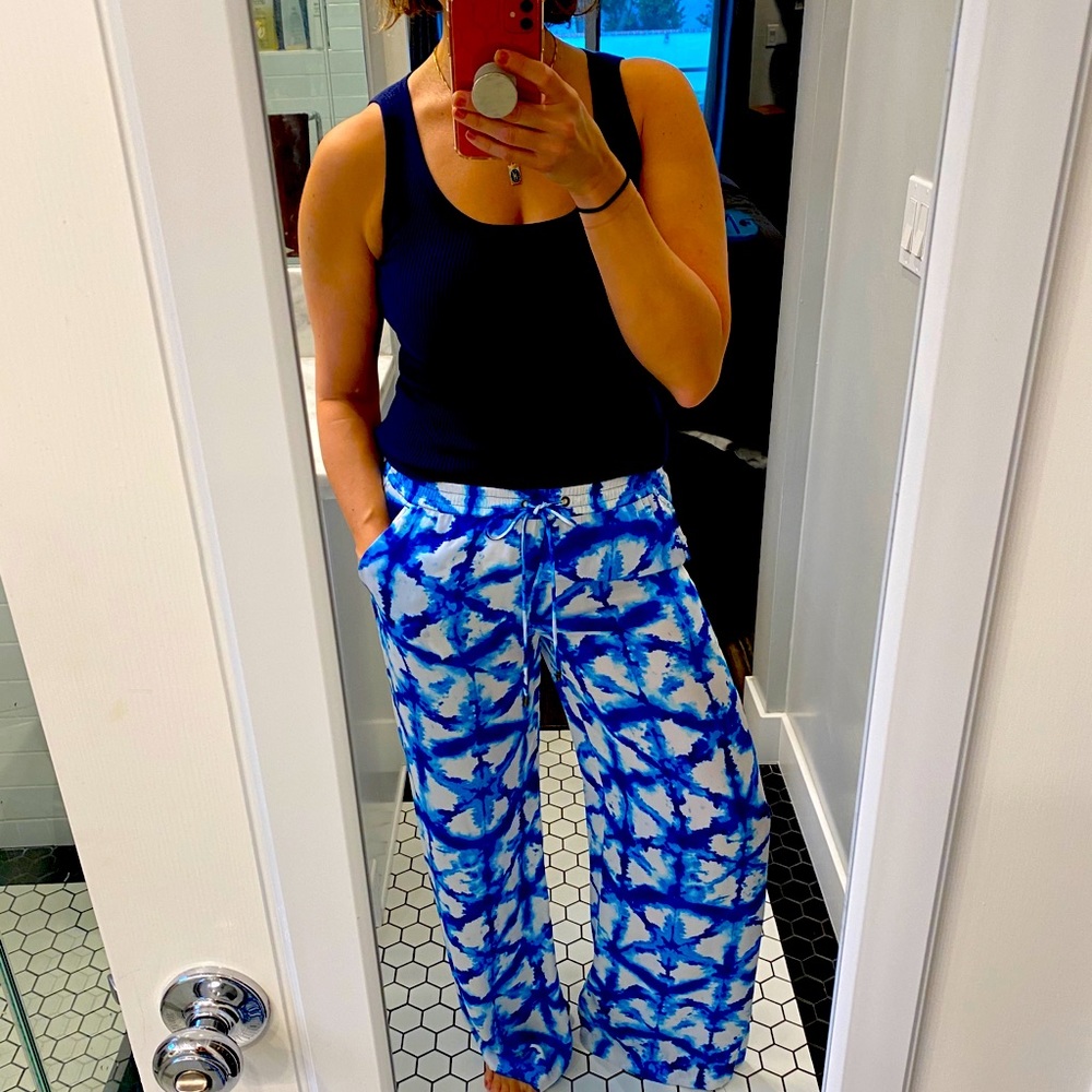 Michael Kors silk tie-dye shibori wide leg pants